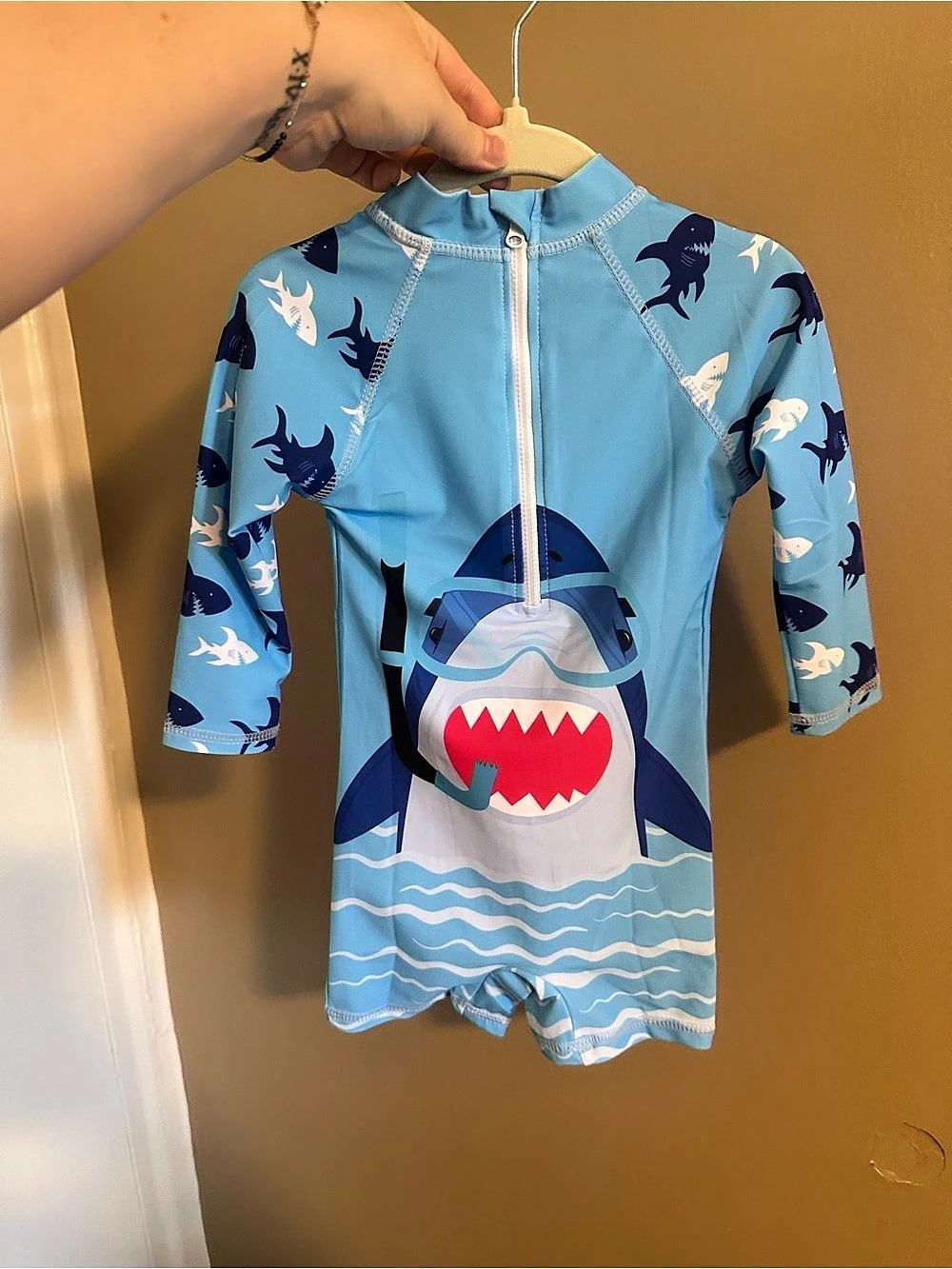 Shark One-Piece in Blue & White Like New